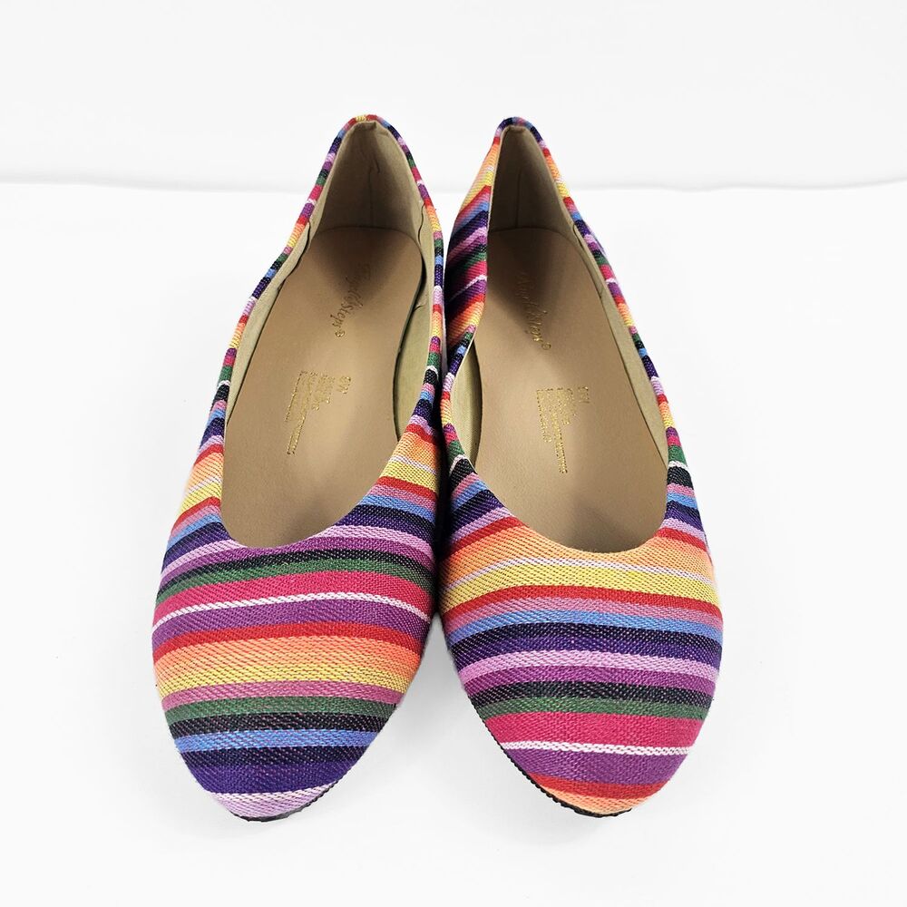 Angel Steps 9 Wide Rainbow Boho Canvas Flat - Picture 6 of 7